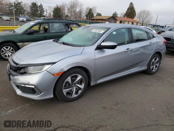 2019 Honda Civic Sedan LX with VIN 19XFC2F64KE026619, listed as a Copart auction lot 47967005 with 102,995 mi miles and Salvage Title. Bid and sale history available at carsss.com. Image 1.