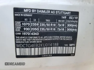 2019 Mercedes-Benz GLA 250 z VIN WDCTG4EB2KU014188, wystawiony jako Copart lot #52201465 z przebiegiem Nie podano mil oraz Szkoda całkowita • Salvage title. Historia ofert i sprzedaży dostępna na DreamBid. Obrazek 16.