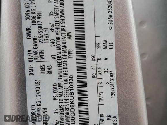 2019 Ford Escape SE with VIN 1FMCU0GD6KUB10830, listed as a Copart auction lot 43234515 with 159,894 mi miles and Salvage Title. Bid and sale history available at carsss.com. Image 14.