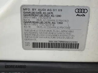 2009 Audi Q5 Premium Plus with VIN WA1KK78R89A022490, listed as a Copart auction lot 62915965 with 102,111 mi miles and Salvage title. Bid and sale history available at DreamBid. Image 13.