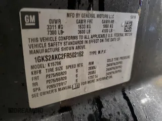 2015 GMC Yukon SLE with VIN 1GKS2AKC2FR502162, listed as a Copart auction lot 47323515 with 210,562 mi miles and Clean Title. Bid and sale history available at carsss.com. Image 13.