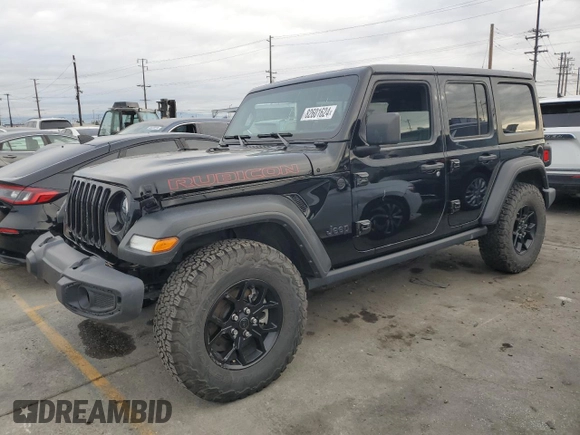 2022 Jeep Wrangler Unlimited High Tide with VIN 1C4HJXDG4NW179888, listed as a Copart auction lot 82601624 with 15,631 mi miles and Salvage Title. Bid and sale history available at DreamBid. Image 1.