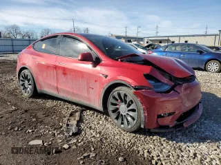 2021 Tesla Model Y Performance with VIN 5YJYGDEF5MF297938, listed as a Copart auction lot 46754415 with Not Provided miles and Salvage Title. Bid and sale history available at DreamBid. Image 4.