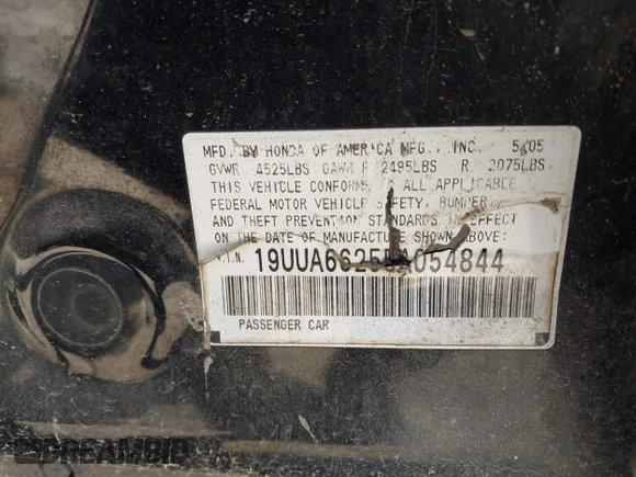 2005 Acura TL with VIN 19UUA66255A054844, listed as a IAAI auction lot 42010051 with 224,235 mi miles. Bid and sale history available at carsss.com. Image 9.