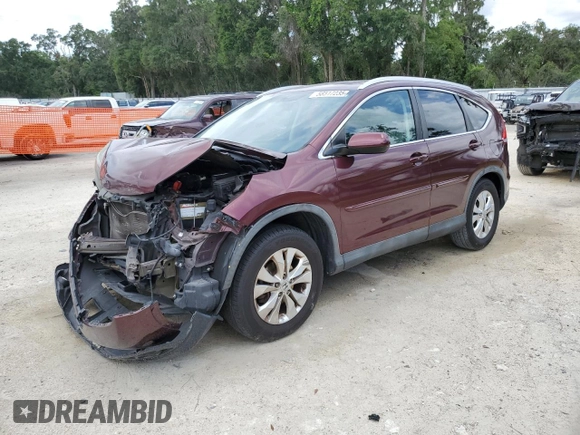2012 Honda CR-V EX-L with VIN 5J6RM4H71CL061326, listed as a Copart auction lot 58517235 with 182,697 mi miles and Salvage title. Bid and sale history available at DreamBid. Image 1.