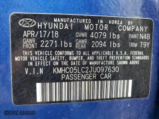 2018 Hyundai Ioniq Hybrid Limited with VIN KMHC05LC2JU097630, listed as a Copart auction lot 48547355 with 133,880 mi miles and Clean Title. Bid and sale history available at carsss.com. Image 14.