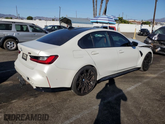 2022 BMW M3 Competition z VIN WBS33AY03NFL72105, wystawiony jako Copart lot #77904214 z przebiegiem 35 387 mil mil oraz Szkoda całkowita • Salvage title. Historia ofert i sprzedaży dostępna na DreamBid. Obrazek 3.