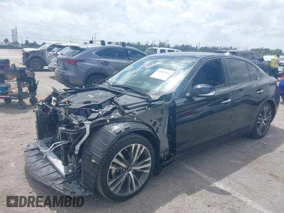 2024 Infiniti Q50 Sensory with VIN JN1EV7CP2RM601184, listed as a IAAI auction lot 41905917 with 3,448 mi miles and . Bid and sale history available at DreamBid. Image 18.