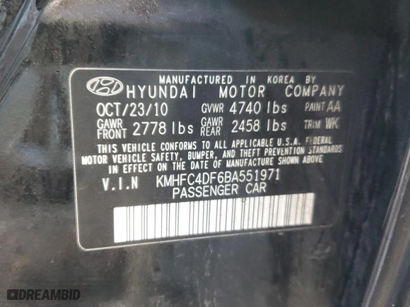 2011 Hyundai Azera Limited with VIN KMHFC4DF6BA551971, listed as a Copart auction lot 88797055 with 140,374 mi miles and Salvage Title. Bid and sale history available at carsss.com. Image 12.