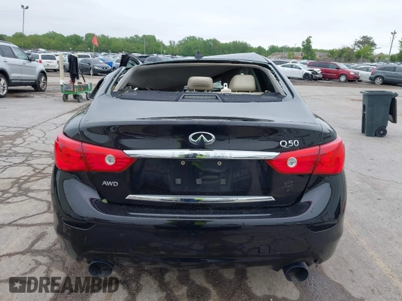 2015 Infiniti Q50 Premium with VIN JN1BV7AR8FM396828, listed as a IAAI auction lot 42313019 with 130,707 mi miles and . Bid and sale history available at DreamBid. Image 15.