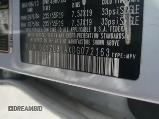 2013 Hyundai Santa Fe Sport z VIN 5XYZU3LAXDG072163, wystawiony jako Copart lot #52298605 z przebiegiem 155 969 mil mil oraz Szkoda całkowita • Salvage title. Historia ofert i sprzedaży dostępna na DreamBid. Obrazek 14.