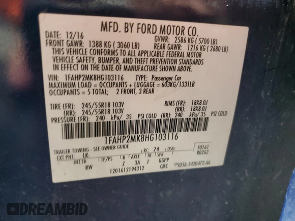 2017 Ford Police Interceptor with VIN 1FAHP2MK8HG103116, listed as a Copart auction lot 41881775 with 148,709 mi miles and Salvage title. Bid and sale history available at DreamBid. Image 12.