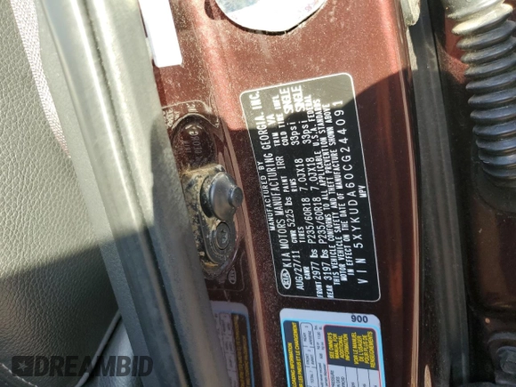 2012 Kia Sorento EX with VIN 5XYKUDA60CG244091, listed as a Copart auction lot 48074525 with 157,579 mi miles and Salvage Title. Bid and sale history available at carsss.com. Image 13.