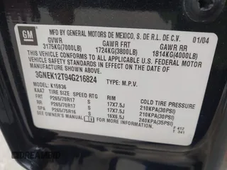 2004 Chevrolet Avalanche Z71 z VIN 3GNEK12T94G216824, wystawiony jako IAAI lot #42457339 z przebiegiem 150 650 mil mil oraz . Historia ofert i sprzedaży dostępna na DreamBid. Obrazek 9.