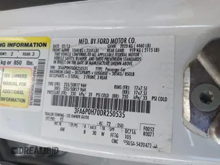 2013 Ford Fusion SE with VIN 3FA6P0H70DR250535, listed as a IAAI auction lot 42741451 with 178,957 mi miles and . Bid and sale history available at DreamBid. Image 9.