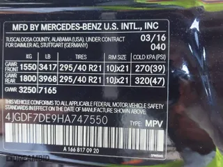 2017 Mercedes-Benz GLS with VIN 4JGDF7DE9HA747550, listed as a IAAI auction lot 41489690 with 125,945 mi miles. Bid and sale history available at carsss.com. Image 9.