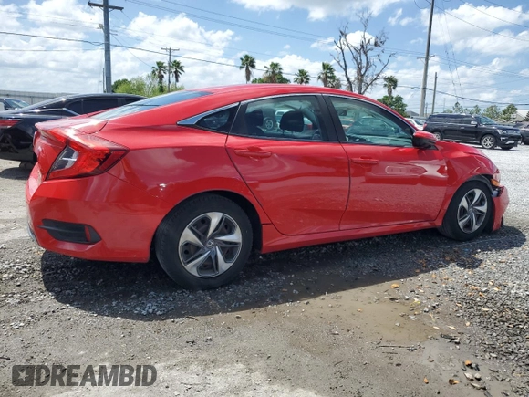 2019 Honda Civic Sedan LX with VIN 2HGFC2F63KH593619, listed as a Copart auction lot 51510595 with 51,467 mi miles and Salvage Title. Bid and sale history available at carsss.com. Image 3.