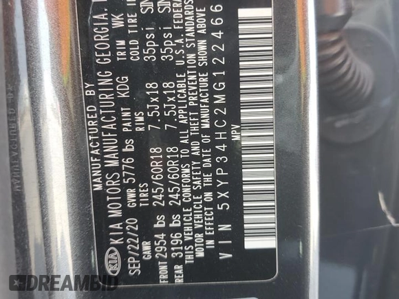 2021 Kia Telluride EX z VIN 5XYP34HC2MG122466, wystawiony jako Copart lot #65590244 z przebiegiem 56 555 mil mil oraz Szkoda całkowita • Salvage title. Historia ofert i sprzedaży dostępna na DreamBid. Obrazek 14.
