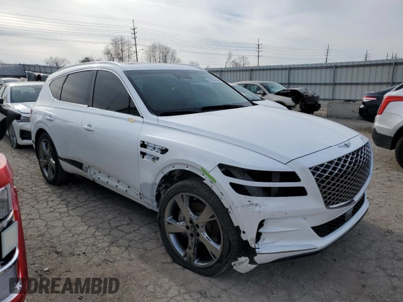2021 Genesis GV80 with VIN KMUHCESC1MU075011, listed as a Copart auction lot 82869404 with 13,816 mi miles and Salvage title. Bid and sale history available at DreamBid. Image 4.