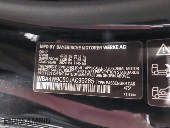 2018 BMW 4 Series 440i xDrive z VIN WBA4W9C50JAC99285, wystawiony jako IAAI lot #42491305 z przebiegiem 153 879 mil mil oraz . Historia ofert i sprzedaży dostępna na DreamBid. Obrazek 9.
