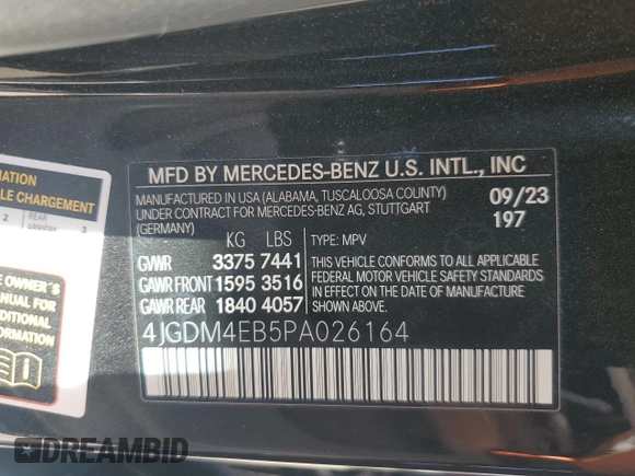 2023 Mercedes-Benz EQS with VIN 4JGDM4EB5PA026164, listed as a Copart auction lot 70191564 with 7,781 mi miles and Salvage Title. Bid and sale history available at carsss.com. Image 14.