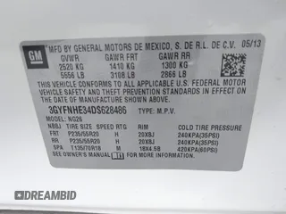 2013 Cadillac SRX Performance Collection with VIN 3GYFNHE34DS628486, listed as a IAAI auction lot 42530124 with 76,778 mi miles and . Bid and sale history available at DreamBid. Image 9.