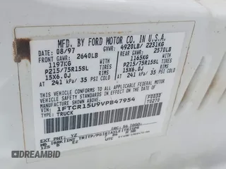 1997 Ford Ranger XL z VIN 1FTCR15U9VPB47954, wystawiony jako IAAI lot #42438818 z przebiegiem 348 802 mil mil oraz . Historia ofert i sprzedaży dostępna na DreamBid. Obrazek 9.