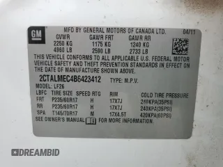 2011 GMC Terrain SLE-1 z VIN 2CTALMEC4B6423412, wystawiony jako Copart lot #59386815 z przebiegiem 149 228 mil mil oraz Czysty tytuł • Clean title. Historia ofert i sprzedaży dostępna na DreamBid. Obrazek 13.