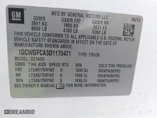 2013 Chevrolet Express Cargo Van with VIN 1GCWGFCA3D1179471, listed as a IAAI auction lot 38977519 with 113,094 mi miles. Bid and sale history available at carsss.com. Image 9.