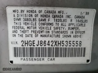 1999 Honda Civic EX with VIN 2HGEJ8642XH535558, listed as a Copart auction lot 45024675 with 148,808 mi miles and Salvage Title. Bid and sale history available at carsss.com. Image 12.