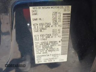 2016 Nissan Frontier S with VIN 1N6AD0ER7GN710040, listed as a IAAI auction lot 41717882 with 171,303 mi miles and . Bid and sale history available at DreamBid. Image 9.