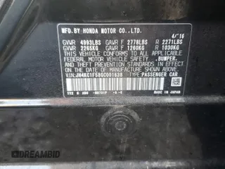 2016 Acura RLX Tech Pkg with VIN JH4KC1F58GC001638, listed as a Copart auction lot 55614355 with 66,701 mi miles and Salvage Title. Bid and sale history available at carsss.com. Image 13.
