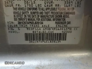 2014 Nissan Versa S Plus with VIN 3N1CN7AP6EL828134, listed as a Copart auction lot 53902045 with 142,825 mi miles and Salvage Title. Bid and sale history available at DreamBid. Image 12.