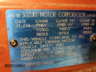 2007 Suzuki SX4 with VIN JS2YB415975101202, listed as a Copart auction lot 88231965 with 135,268 mi miles and Salvage Title. Bid and sale history available at DreamBid. Image 12.