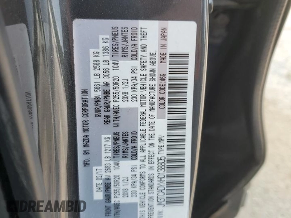 2017 Mazda CX-9 Grand Touring z VIN JM3TCADYXH0138805, wystawiony jako Copart lot #59201915 z przebiegiem 147 896 mil mil oraz Czysty tytuł • Clean title. Historia ofert i sprzedaży dostępna na DreamBid. Obrazek 13.