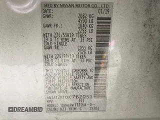 2019 Nissan Rogue SL with VIN 5N1AT2MTXKC762051, listed as a IAAI auction lot 41253889 with Not Provided miles and . Bid and sale history available at DreamBid. Image 9.