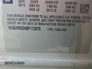 2013 Buick LaCrosse Premium 2 with VIN 1G4GH5E34DF172876, listed as a Copart auction lot 51674275 with 151,280 mi miles and Salvage Title. Bid and sale history available at carsss.com. Image 12.