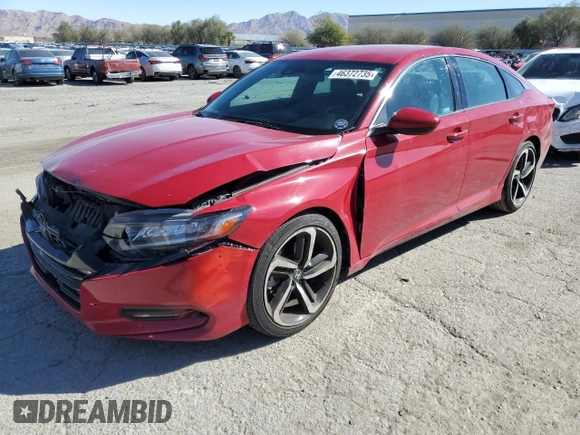 2018 Honda Accord Sedan Sport 1.5T with VIN 1HGCV1F39JA190240, listed as a Copart auction lot 46372735 with 148,929 mi miles and Salvage Title. Bid and sale history available at carsss.com. Image 1.