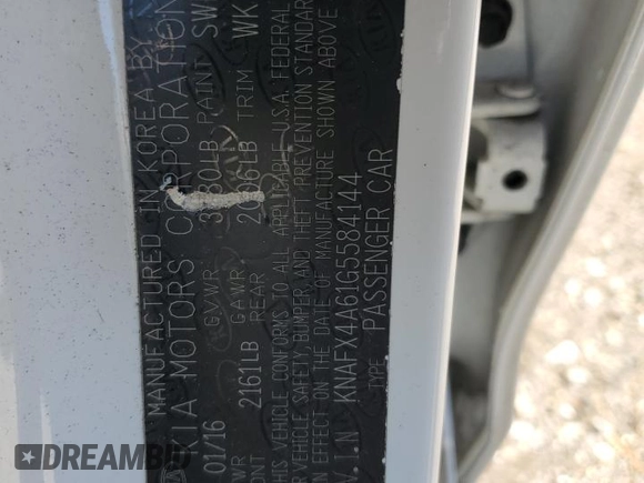 2016 Kia Forte LX with VIN KNAFX4A61G5584144, listed as a Copart auction lot 49618955 with 108,043 mi miles and Salvage Title. Bid and sale history available at carsss.com. Image 13.