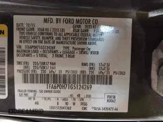 2016 Ford Fusion SE with VIN 1FA6P0H71G5124269, listed as a IAAI auction lot 42358284 with 151,324 mi miles and . Bid and sale history available at DreamBid. Image 9.