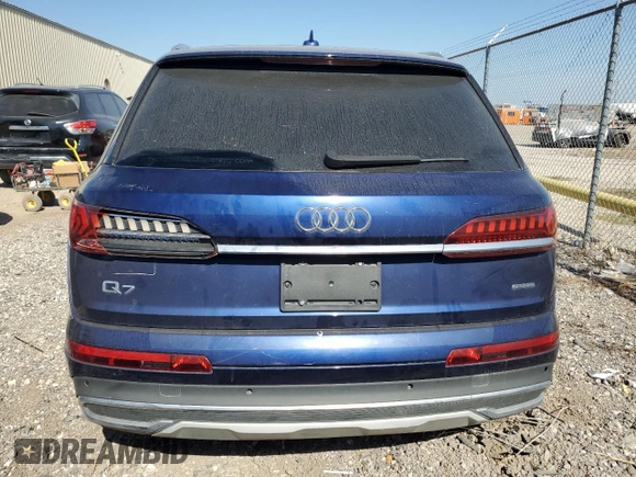 2021 Audi Q7 Premium Plus with VIN WA1LJAF74MD023455, listed as a Copart auction lot 72613464 with 56,968 mi miles and Salvage title. Bid and sale history available at DreamBid. Image 6.