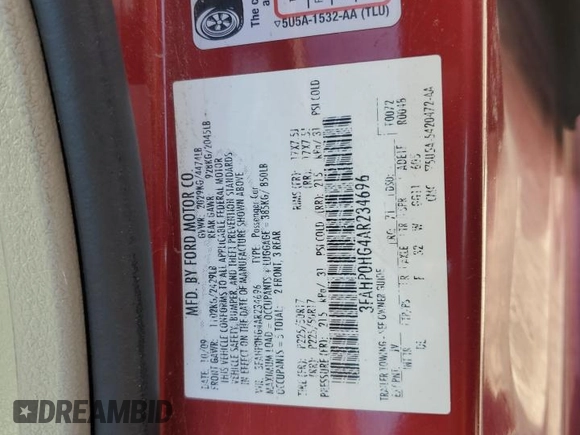 2010 Ford Fusion SE z VIN 3FAHP0HG4AR234696, wystawiony jako Copart lot #60597925 z przebiegiem 187 861 mil mil oraz Szkoda całkowita • Salvage title. Historia ofert i sprzedaży dostępna na DreamBid. Obrazek 13.