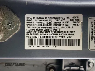 2011 Honda CR-V LX with VIN 5J6RE4H35BL058535, listed as a Copart auction lot 85923164 with 134,205 mi miles and Salvage Title. Bid and sale history available at carsss.com. Image 12.