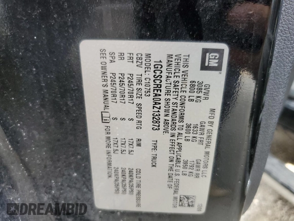 2010 Chevrolet Silverado 1500 LS with VIN 1GCSCREA0AZ132873, listed as a Copart auction lot 76270604 with 103,513 mi miles and Non Repairable. Bid and sale history available at DreamBid. Image 13.