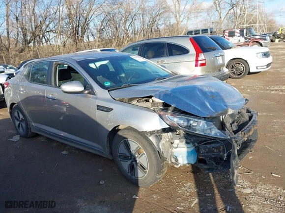 2012 Kia Optima Hybrid with VIN KNAGM4AD0C5026727, listed as a IAAI auction lot 41212902 with 165,882 mi miles. Bid and sale history available at carsss.com. Image 1.