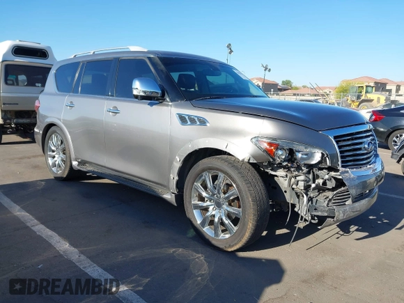 2012 Infiniti QX56 7-passenger with VIN JN8AZ2NFXC9515305, listed as a IAAI auction lot 42031957 with 185,173 mi miles. Bid and sale history available at carsss.com. Image 1.