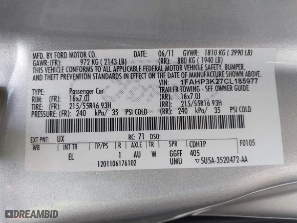2012 Ford Focus SE with VIN 1FAHP3K27CL185977, listed as a IAAI auction lot 41674498 with 140,312 mi miles. Bid and sale history available at carsss.com. Image 9.