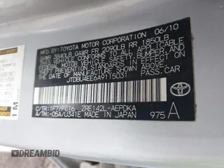 2010 Toyota Corolla with VIN JTDBU4EE6A9115031, listed as a IAAI auction lot 42074142 with 180,225 mi miles. Bid and sale history available at carsss.com. Image 9.