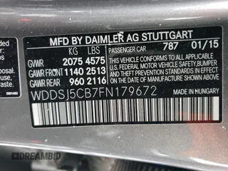 2015 Mercedes-Benz CLA 45 AMG with VIN WDDSJ5CB7FN179672, listed as a Copart auction lot 47369574 with 69,032 mi miles and . Bid and sale history available at DreamBid. Image 12.