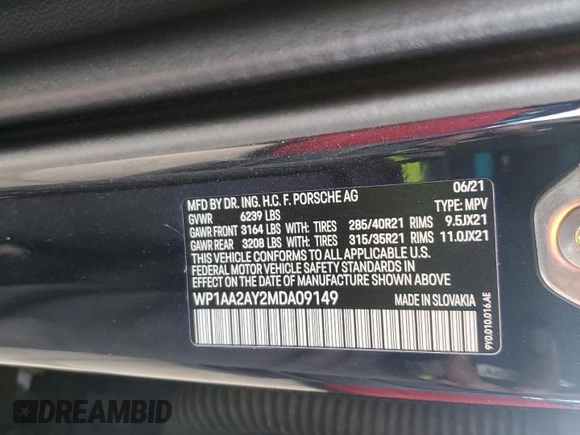 2021 Porsche Cayenne z VIN WP1AA2AY2MDA09149, wystawiony jako Copart lot #53487725 z przebiegiem 30 318 mil mil oraz Szkoda całkowita • Salvage title. Historia ofert i sprzedaży dostępna na DreamBid. Obrazek 13.